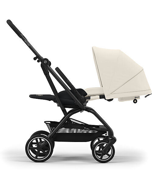 Cybex Passeggino Eezy S Twist + 2 - Canvas White - Telaio Nero - Seduta Rotante a 360° Passeggini Classici