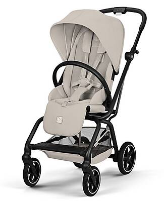 Cybex Passeggino Eezy S Twist + 2 - Dune Grey - Telaio Nero - Seduta Rotante a 360° Passeggini Leggeri