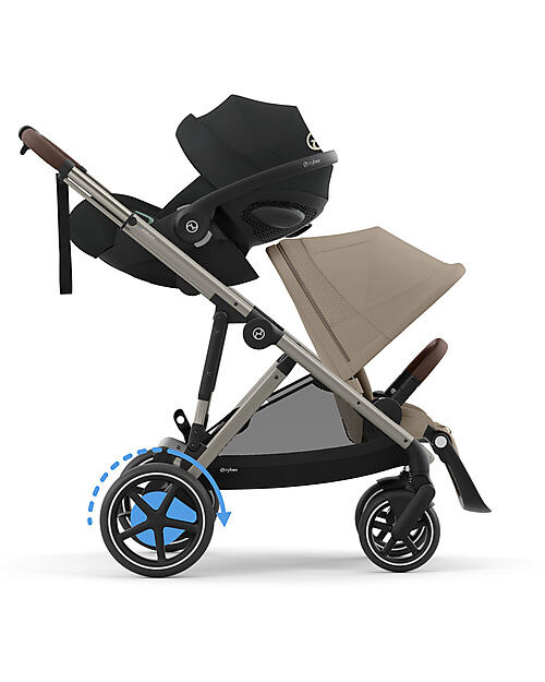 Cybex Passeggino Elettrico E-Gazelle S - Almond Beige - dalla Nascita ai 4 Anni - Multifunzionale Passeggini Gemellari