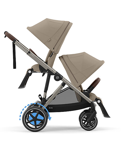 Cybex Passeggino Elettrico E-Gazelle S - Almond Beige - dalla Nascita ai 4 Anni - Multifunzionale Passeggini Gemellari