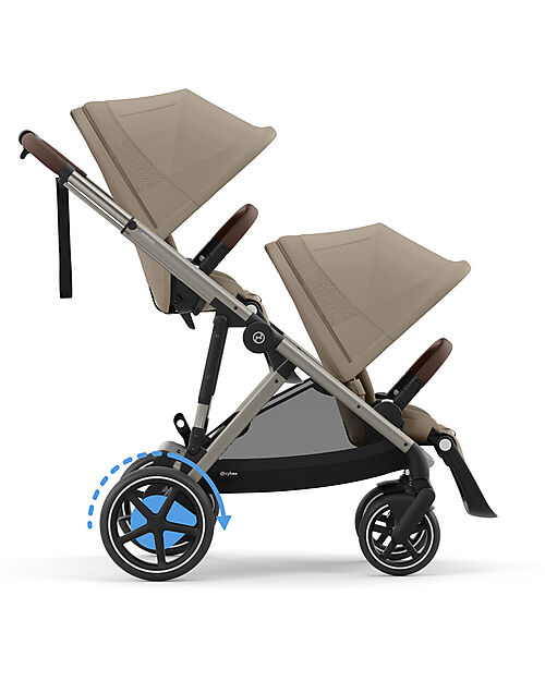 Cybex Passeggino Elettrico E-Gazelle S - Almond Beige - dalla Nascita ai 4 Anni - Multifunzionale Passeggini Gemellari