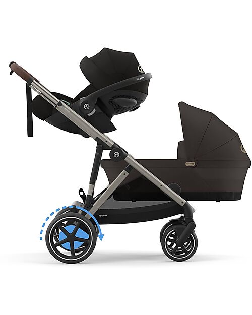 Cybex Passeggino Elettrico E-Gazelle S - Chocolate Brown - dalla Nascita ai 4 Anni - Multifunzionale Passeggini Gemellari