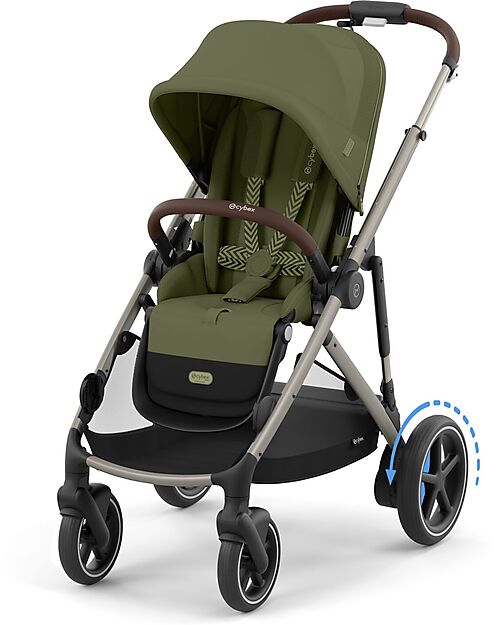 Cybex Passeggino Elettrico E-Gazelle S - Moss Green/Khaki - dalla Nascita ai 4 Anni - Multifunzionale Passeggini Gemellari