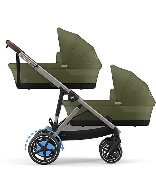 Cybex Passeggino Elettrico E-Gazelle S - Moss Green/Khaki - dalla Nascita ai 4 Anni - Multifunzionale Passeggini Gemellari