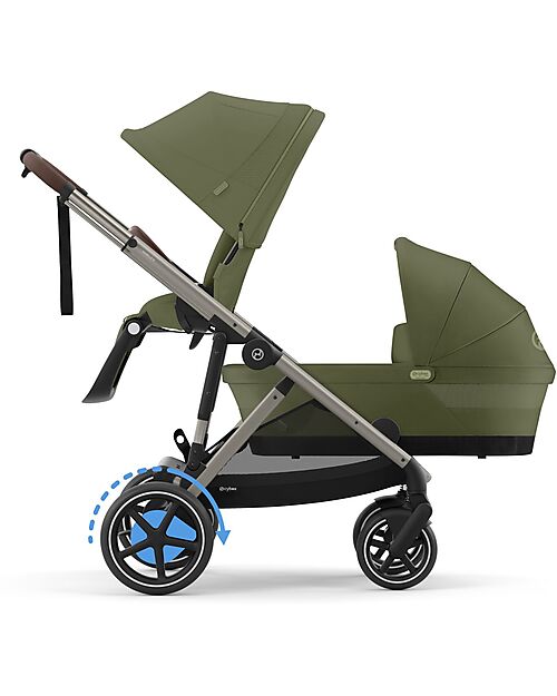 Cybex Passeggino Elettrico E-Gazelle S - Moss Green/Khaki - dalla Nascita ai 4 Anni - Multifunzionale Passeggini Gemellari