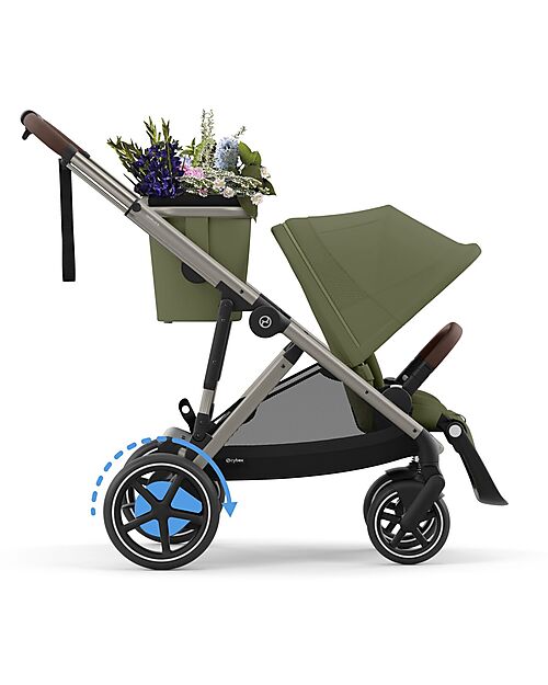 Cybex Passeggino Elettrico E-Gazelle S - Moss Green/Khaki - dalla Nascita ai 4 Anni - Multifunzionale Passeggini Gemellari