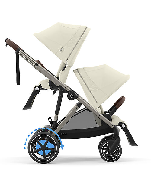 Cybex Passeggino Elettrico E-Gazelle S - Seashell Beige/Light Beige - dalla Nascita ai 4 Anni - Multifunzionale Passeggini Gemellari