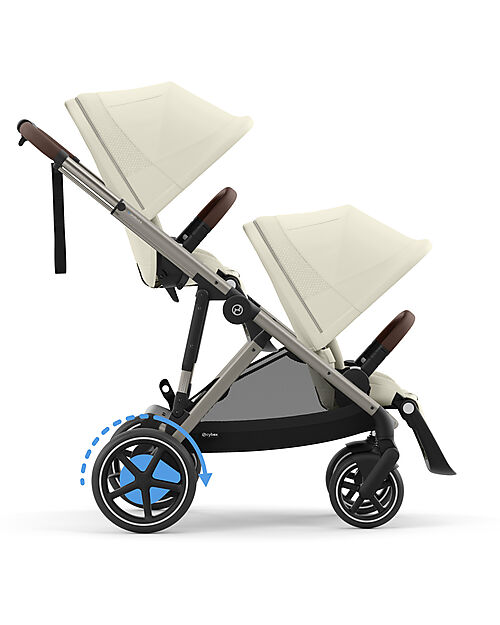 Cybex Passeggino Elettrico E-Gazelle S - Seashell Beige/Light Beige - dalla Nascita ai 4 Anni - Multifunzionale Passeggini Gemellari