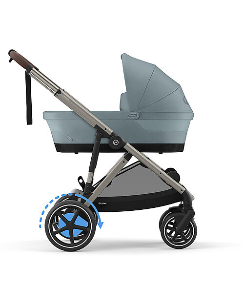 Cybex Passeggino Elettrico E-Gazelle S - Stormy Blue/Light Blue - dalla Nascita ai 4 Anni - Multifunzionale Passeggini Gemellari