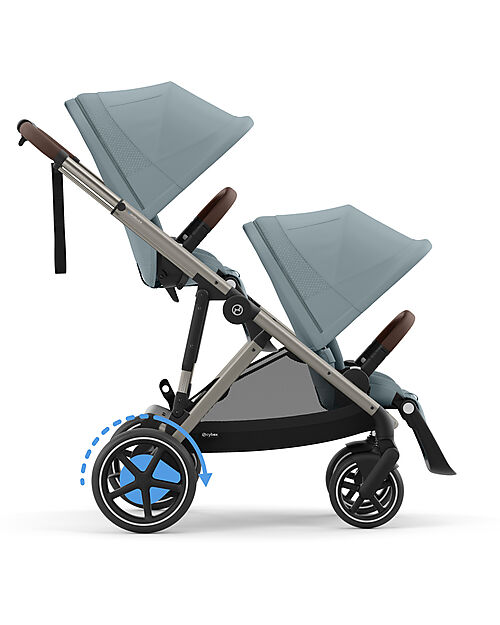 Cybex Passeggino Elettrico E-Gazelle S - Stormy Blue/Light Blue - dalla Nascita ai 4 Anni - Multifunzionale Passeggini Gemellari