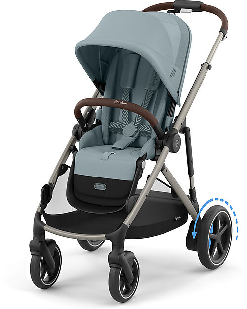 Cybex Passeggino Elettrico E-Gazelle S - Stormy Blue/Light Blue - dalla Nascita ai 4 Anni - Multifunzionale Passeggini Gemellari