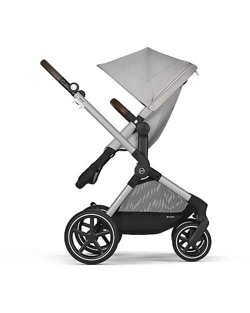 Cybex Passeggino EOS Lux 2-in-1 con Attacchi Intercambiabili: da Navicella a Seduta - Argento Lava Grey - dalla Nascita ai 4 Anni! Passeggini Trio e Duo