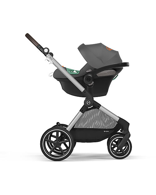 Cybex Passeggino EOS Lux 2-in-1 con Attacchi Intercambiabili: da Navicella a Seduta - Argento Lava Grey - dalla Nascita ai 4 Anni! Passeggini Trio e Duo