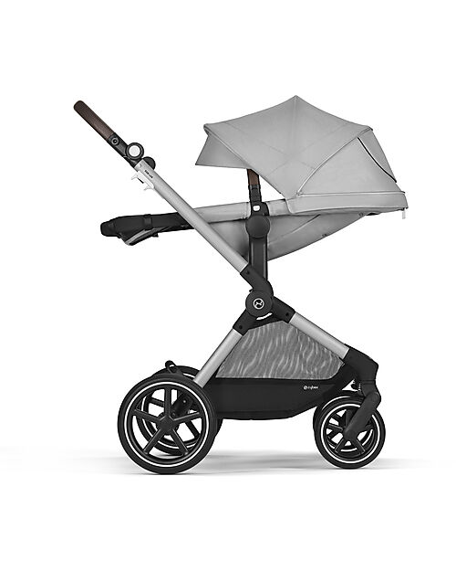 Cybex Passeggino EOS Lux 2-in-1 con Attacchi Intercambiabili: da Navicella a Seduta - Argento Lava Grey - dalla Nascita ai 4 Anni! Passeggini Trio e Duo