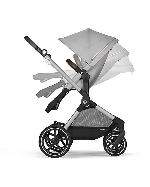 Cybex Passeggino EOS Lux 2-in-1 con Attacchi Intercambiabili: da Navicella a Seduta - Argento Lava Grey - dalla Nascita ai 4 Anni! Passeggini Trio e Duo