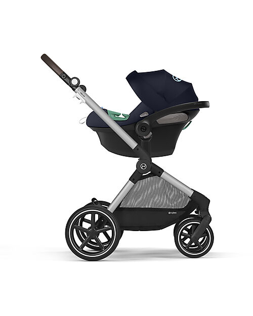 Cybex Passeggino EOS Lux 2-in-1 con Attacchi Intercambiabili: da Navicella a Seduta - Argento Ocean Blue - dalla Nascita ai 4 Anni! Passeggini Trio e Duo
