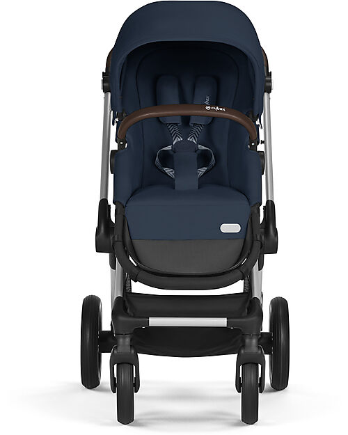 Cybex Passeggino EOS Lux 2-in-1 con Attacchi Intercambiabili: da Navicella a Seduta - Argento Ocean Blue - dalla Nascita ai 4 Anni! Passeggini Trio e Duo