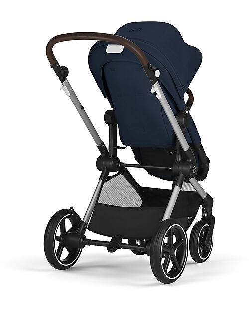 Cybex Passeggino EOS Lux 2-in-1 con Attacchi Intercambiabili: da Navicella a Seduta - Argento Ocean Blue - dalla Nascita ai 4 Anni! Passeggini Trio e Duo