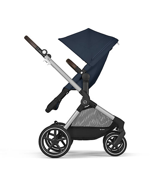 Cybex Passeggino EOS Lux 2-in-1 con Attacchi Intercambiabili: da Navicella a Seduta - Argento Ocean Blue - dalla Nascita ai 4 Anni! Passeggini Trio e Duo