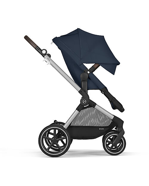 Cybex Passeggino EOS Lux 2-in-1 con Attacchi Intercambiabili: da Navicella a Seduta - Argento Ocean Blue - dalla Nascita ai 4 Anni! Passeggini Trio e Duo