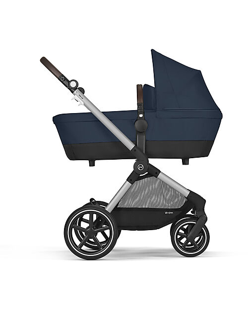 Cybex Passeggino EOS Lux 2-in-1 con Attacchi Intercambiabili: da Navicella a Seduta - Argento Ocean Blue - dalla Nascita ai 4 Anni! Passeggini Trio e Duo