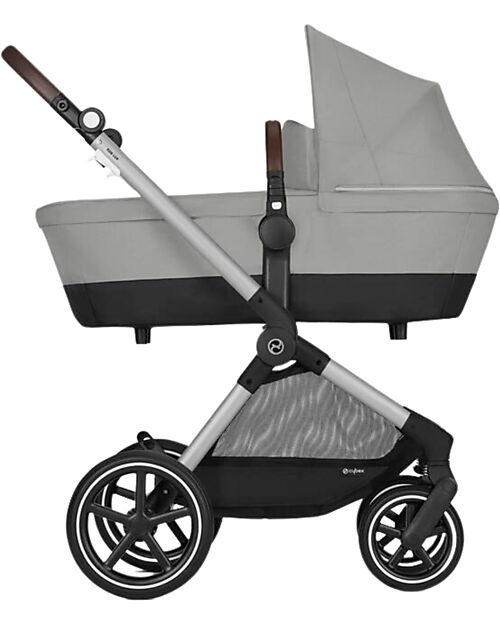 Cybex Passeggino EOS Lux 2-in-1 con Attacchi Intercambiabili: da Navicella a Seduta - Argento Stone Grey - dalla Nascita ai 4 Anni! Passeggini Trio e Duo