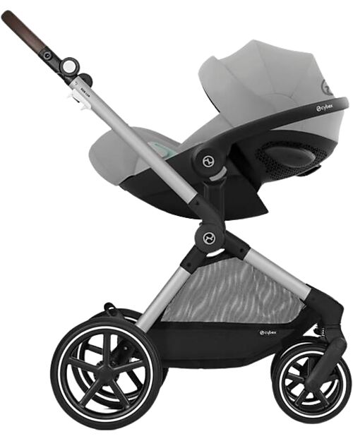 Cybex Passeggino EOS Lux 2-in-1 con Attacchi Intercambiabili: da Navicella a Seduta - Argento Stone Grey - dalla Nascita ai 4 Anni! Passeggini Trio e Duo