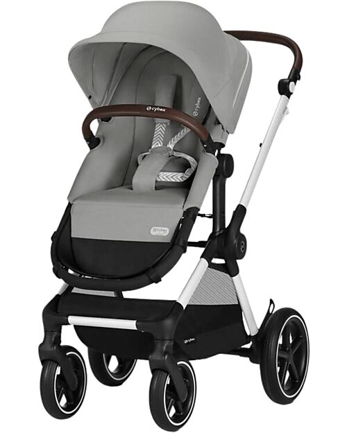 Cybex Passeggino EOS Lux 2-in-1 con Attacchi Intercambiabili: da Navicella a Seduta - Argento Stone Grey - dalla Nascita ai 4 Anni! Passeggini Trio e Duo