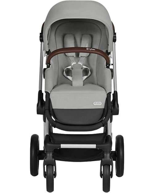 Cybex Passeggino EOS Lux 2-in-1 con Attacchi Intercambiabili: da Navicella a Seduta - Argento Stone Grey - dalla Nascita ai 4 Anni! Passeggini Trio e Duo