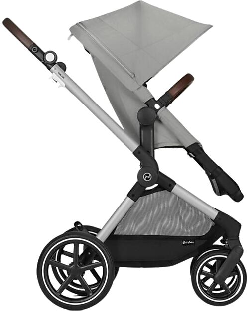 Cybex Passeggino EOS Lux 2-in-1 con Attacchi Intercambiabili: da Navicella a Seduta - Argento Stone Grey - dalla Nascita ai 4 Anni! Passeggini Trio e Duo