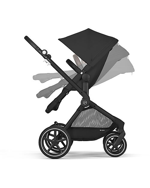 Cybex Passeggino EOS Lux 2-in-1 con Attacchi Intercambiabili: da Navicella a Seduta - Nero Moon Black - dalla Nascita ai 4 Anni! Passeggini Trio e Duo
