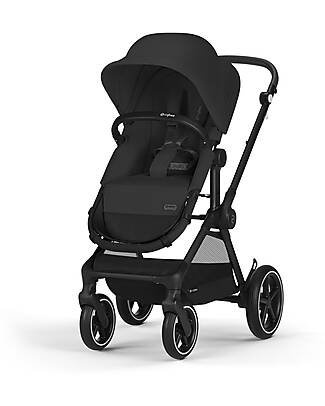 Cybex Passeggino EOS Lux 2-in-1 con Attacchi Intercambiabili: da Navicella a Seduta - Nero Moon Black - dalla Nascita ai 4 Anni! Passeggini Trio e Duo