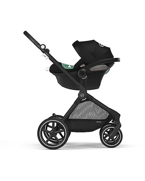 Cybex Passeggino EOS Lux 2-in-1 con Attacchi Intercambiabili: da Navicella a Seduta - Nero Moon Black - dalla Nascita ai 4 Anni! Passeggini Trio e Duo
