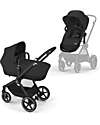 Cybex Passeggino EOS Lux 2-in-1 con Attacchi Intercambiabili: da Navicella a Seduta - Nero Moon Black - dalla Nascita ai 4 Anni! Passeggini Trio e Duo