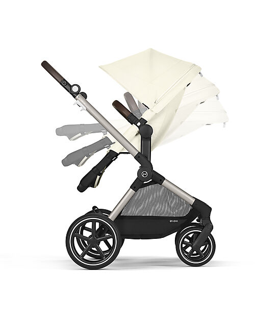 Cybex Passeggino EOS Lux 2-in-1 con Attacchi Intercambiabili: da Navicella a Seduta - Tortora Seashell Beige - dalla Nascita ai 4 Anni! Passeggini Trio e Duo