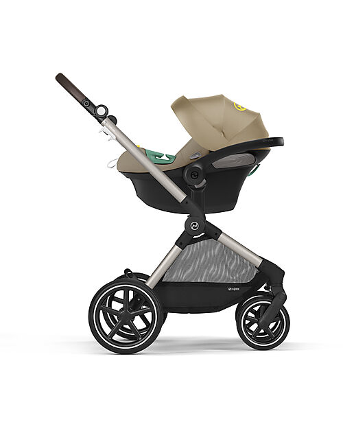 Cybex Passeggino EOS Lux 2-in-1 con Attacchi Intercambiabili: da Navicella a Seduta - Tortora Seashell Beige - dalla Nascita ai 4 Anni! Passeggini Trio e Duo