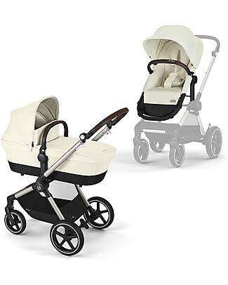 Cybex Passeggino EOS Lux 2-in-1 con Attacchi Intercambiabili: da Navicella a Seduta - Tortora Seashell Beige - dalla Nascita ai 4 Anni! Passeggini Trio e Duo