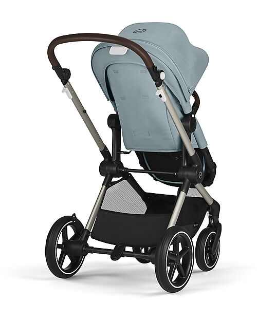 Cybex Passeggino EOS Lux 2-in-1 con Attacchi Intercambiabili: da Navicella a Seduta - Tortora Sky Blue - dalla Nascita ai 4 Anni! Passeggini Trio e Duo