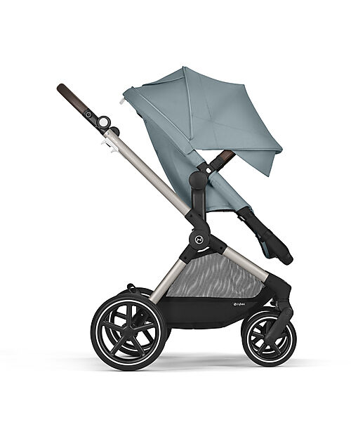 Cybex Passeggino EOS Lux 2-in-1 con Attacchi Intercambiabili: da Navicella a Seduta - Tortora Sky Blue - dalla Nascita ai 4 Anni! Passeggini Trio e Duo