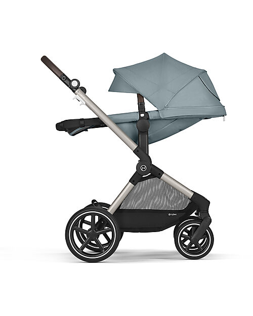 Cybex Passeggino EOS Lux 2-in-1 con Attacchi Intercambiabili: da Navicella a Seduta - Tortora Sky Blue - dalla Nascita ai 4 Anni! Passeggini Trio e Duo
