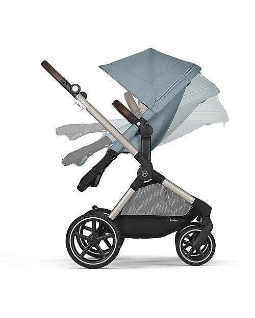 Cybex Passeggino EOS Lux 2-in-1 con Attacchi Intercambiabili: da Navicella a Seduta - Tortora Sky Blue - dalla Nascita ai 4 Anni! Passeggini Trio e Duo