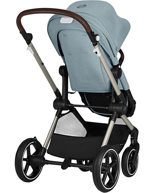 Cybex Passeggino EOS Lux 2-in-1 con Attacchi Intercambiabili: da Navicella a Seduta - Tortora Stormy Blue - dalla Nascita ai 4 Anni! Passeggini Trio e Duo