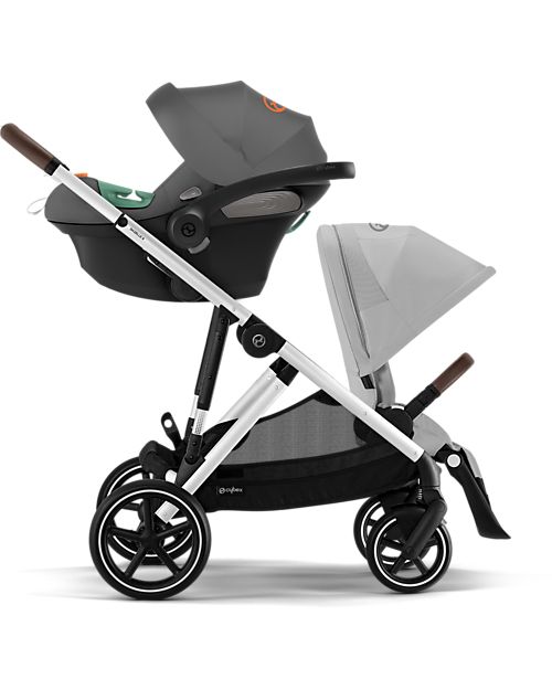 Cybex Passeggino Gazelle S - Argento-Lava Grey - dalla Nascita ai 4 Anni - Multifunzionale Passeggini Gemellari