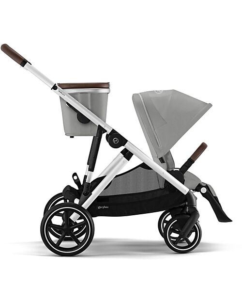 Cybex Passeggino Gazelle S - Telaio Argento - Stone Grey - dalla Nascita ai 4 Anni - Multifunzionale Passeggini Gemellari