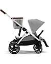 Cybex Passeggino Gazelle S - Telaio Argento - Stone Grey - dalla Nascita ai 4 Anni - Multifunzionale Passeggini Gemellari