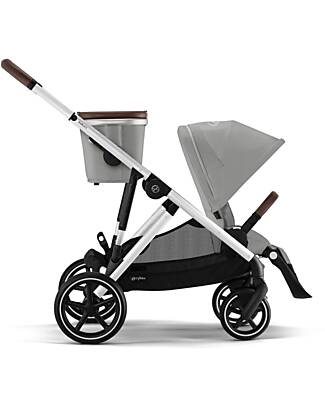 Cybex Passeggino Gazelle S - Telaio Argento - Stone Grey - dalla Nascita ai 4 Anni - Multifunzionale Passeggini Gemellari
