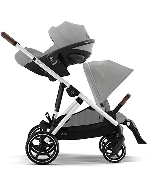 Cybex Passeggino Gazelle S - Telaio Argento - Stone Grey - dalla Nascita ai 4 Anni - Multifunzionale Passeggini Gemellari