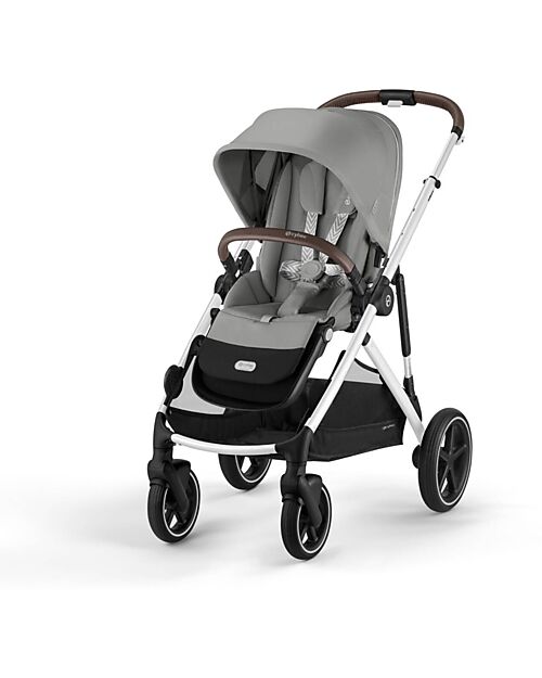 Cybex Passeggino Gazelle S - Telaio Argento - Stone Grey - dalla Nascita ai 4 Anni - Multifunzionale Passeggini Gemellari