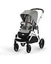 Cybex Passeggino Gazelle S - Telaio Argento - Stone Grey - dalla Nascita ai 4 Anni - Multifunzionale Passeggini Gemellari