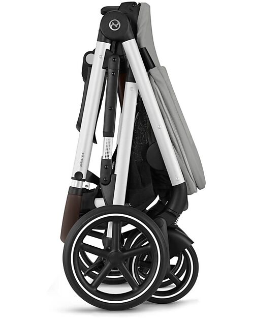 Cybex Passeggino Gazelle S - Telaio Argento - Stone Grey - dalla Nascita ai 4 Anni - Multifunzionale Passeggini Gemellari